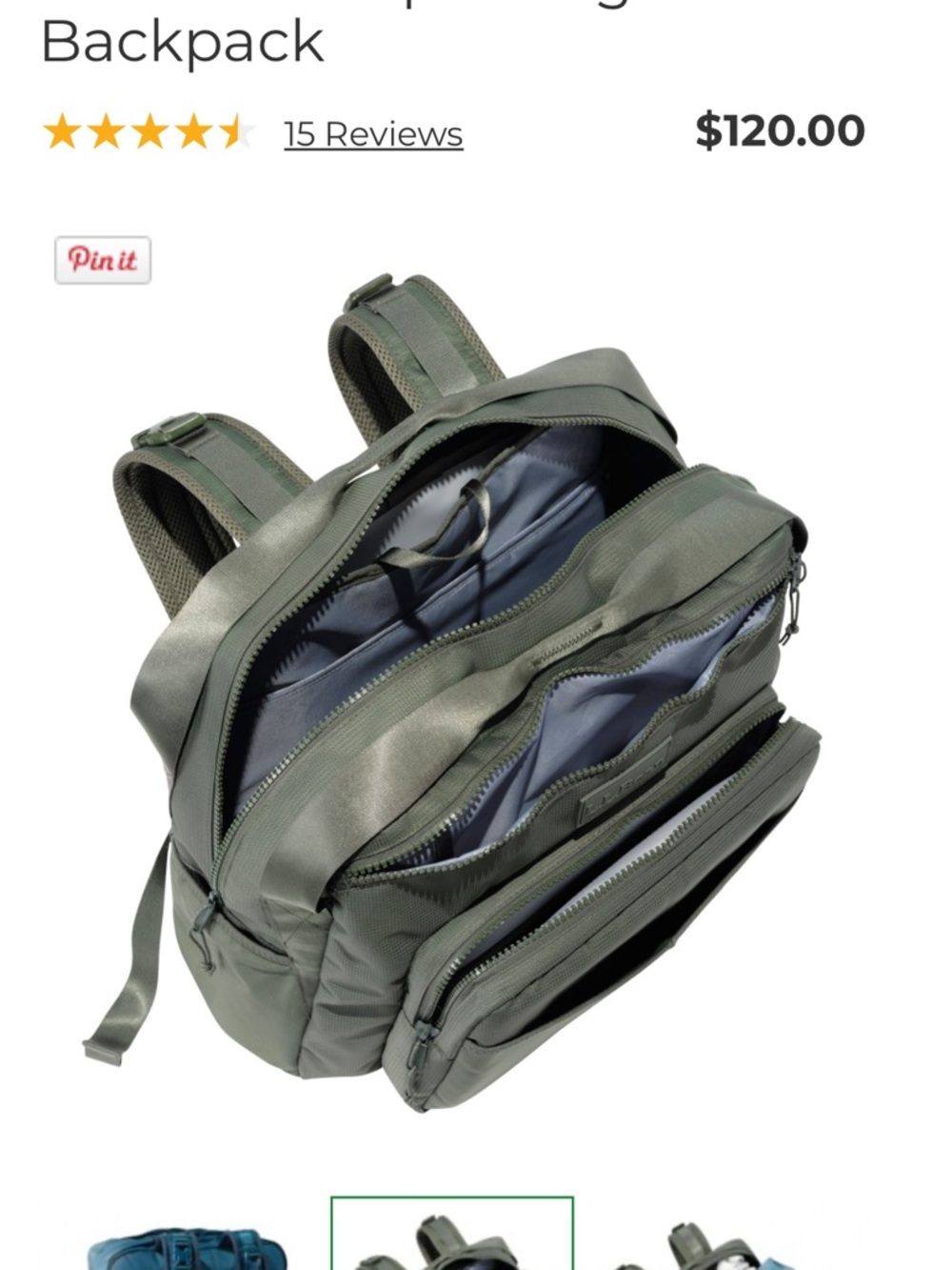 L.L. Bean Teal Blue Diaper Bag or Great Computer Backpack - Picture 3 of 16